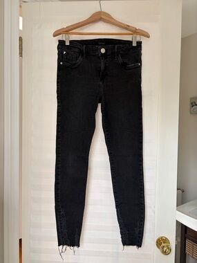 River Island Black Skinny Jeans with Frayed Hem